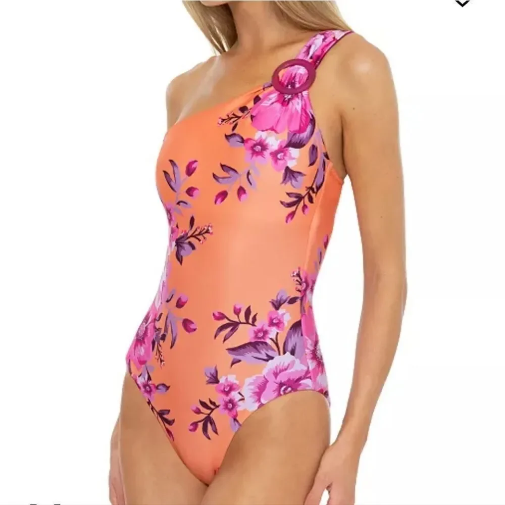 Becca Virtue In Full Bloom Arabella Floral Print One Shoulder One Piece … - Picture 6 of 14